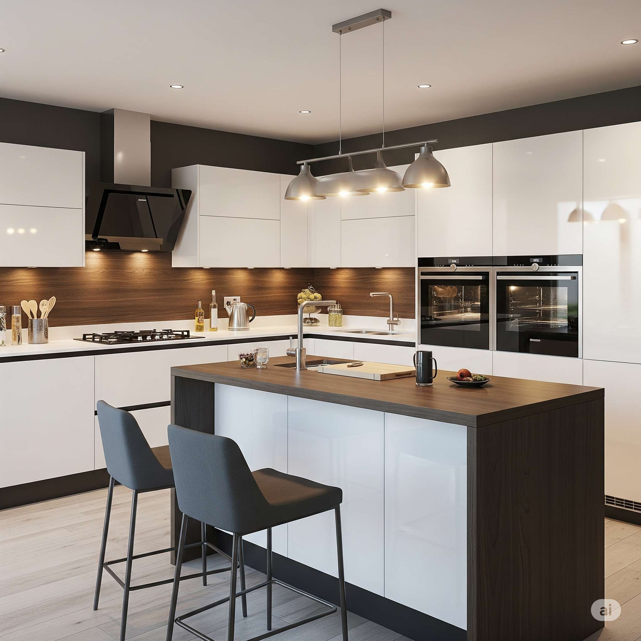 Indiabulls Heights premium kitchen design with island counter